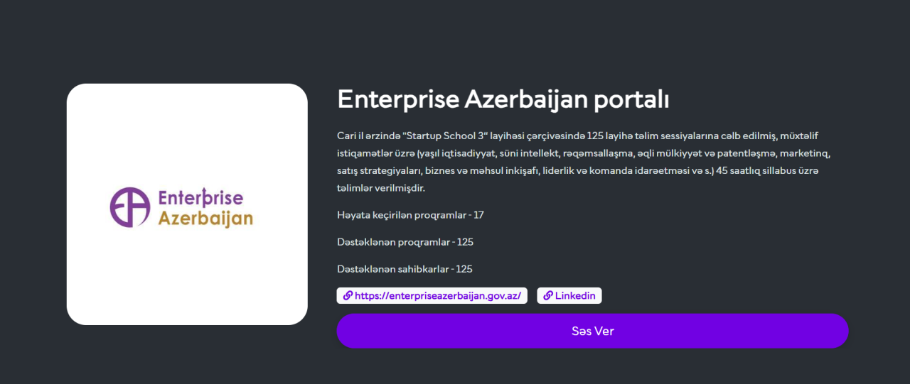 “Enterprise Azerbaijan” portal competes in the “IDDA Awards 2025” competition in the “Ecosystem Player of the Year” nomination